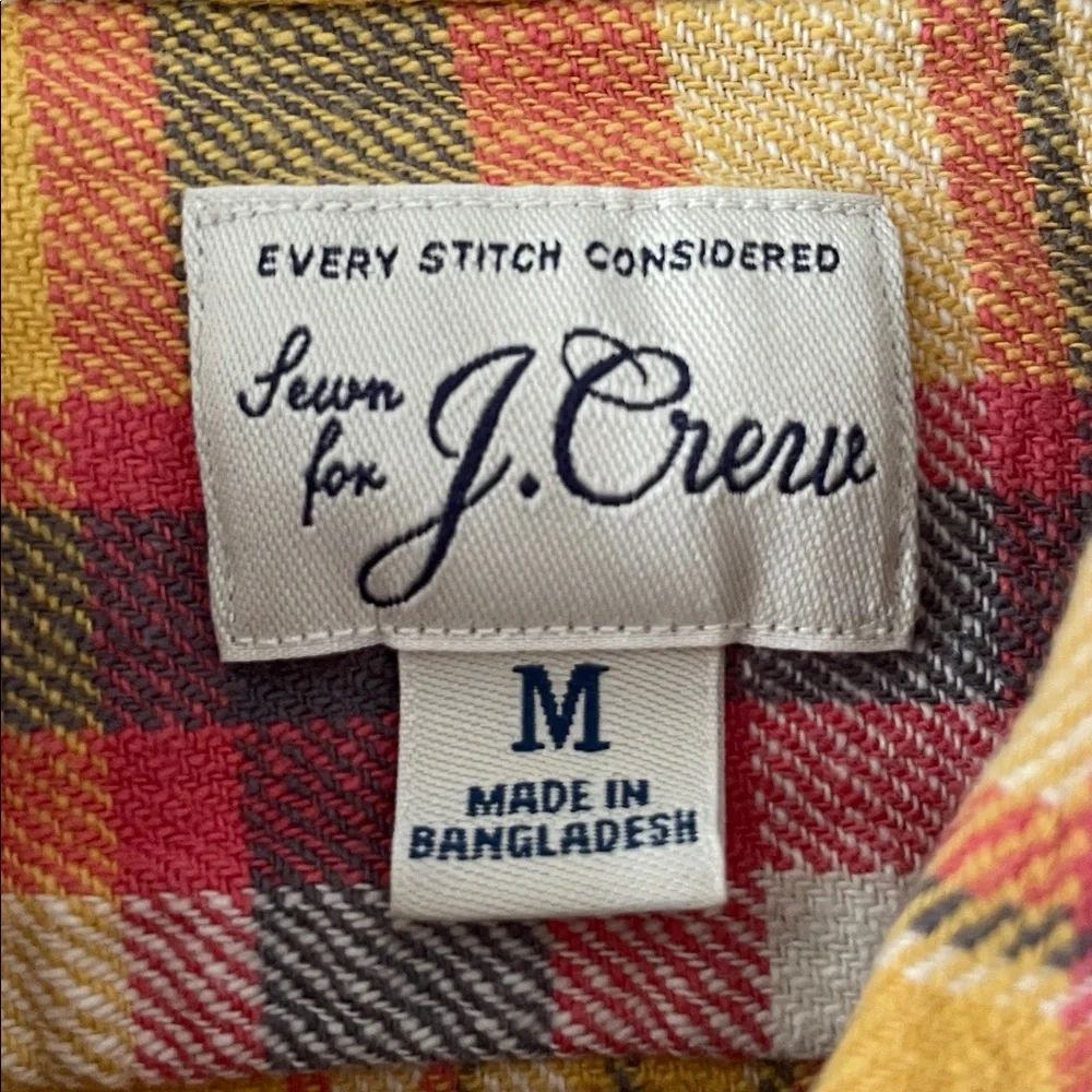 J. Crew Yellow Plaid Long-Sleeve Button-Down Shirt